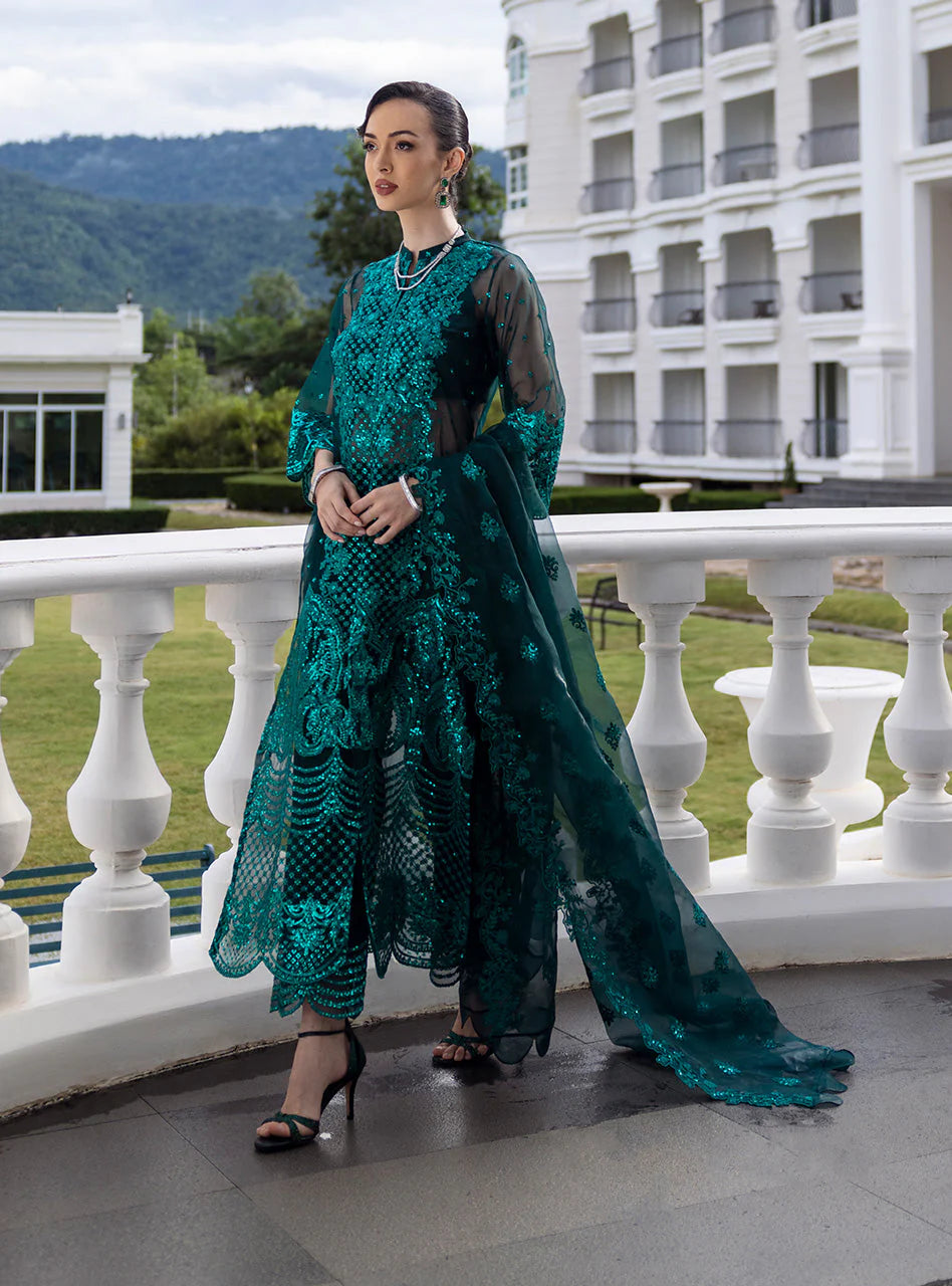 Zainab Chottani Embroidered Organza 3Pc Suit D-01 Zeina