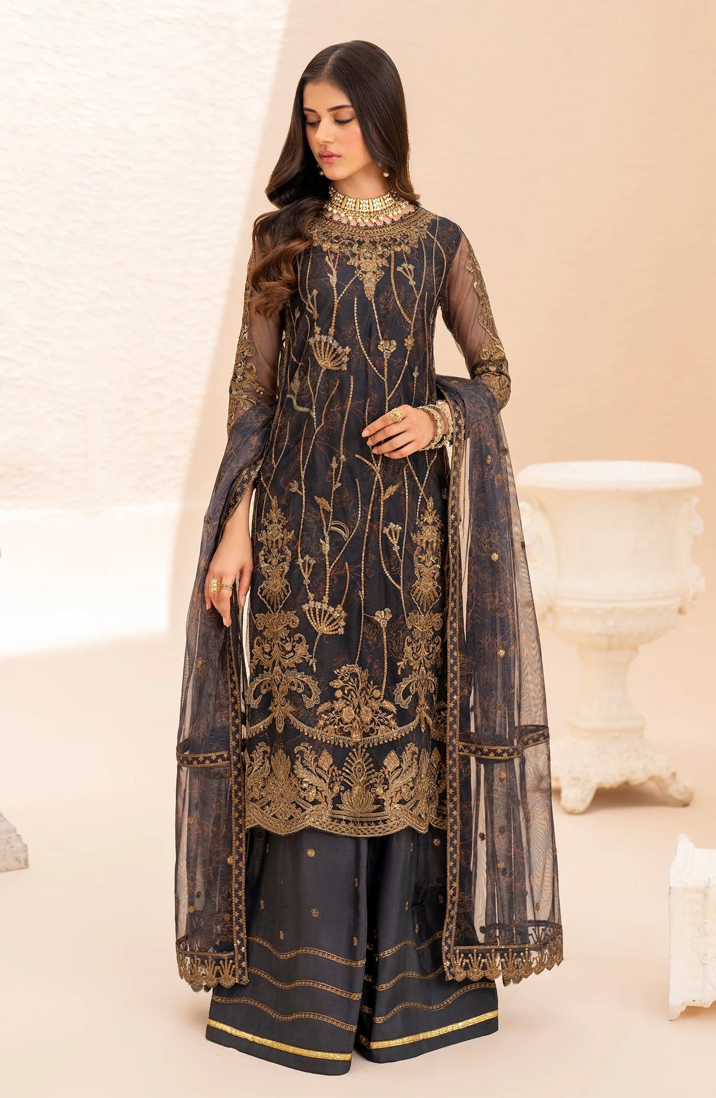 Maheer by Zarif Sequins Embroidered Net 3Pc Suit ZMU-05 SELENE