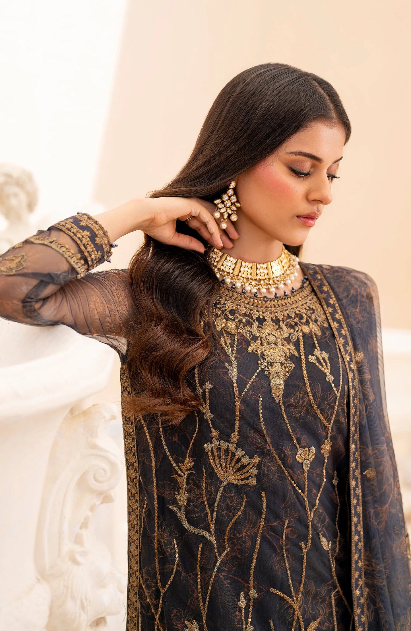 Maheer by Zarif Sequins Embroidered Net 3Pc Suit ZMU-05 SELENE