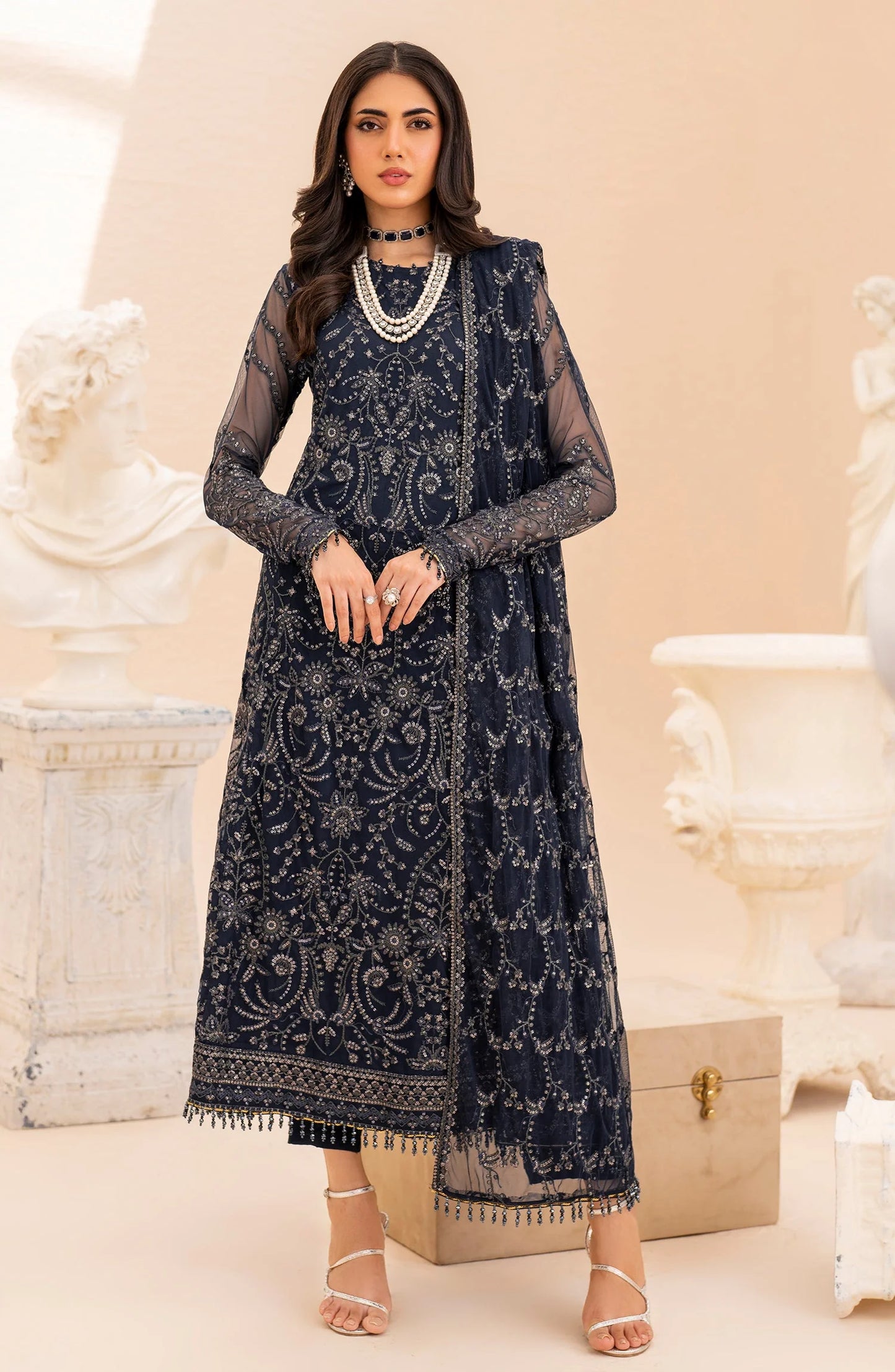 Maheer by Zarif Sequins Embroidered Net 3Pc Suit ZMU-02 ILANA