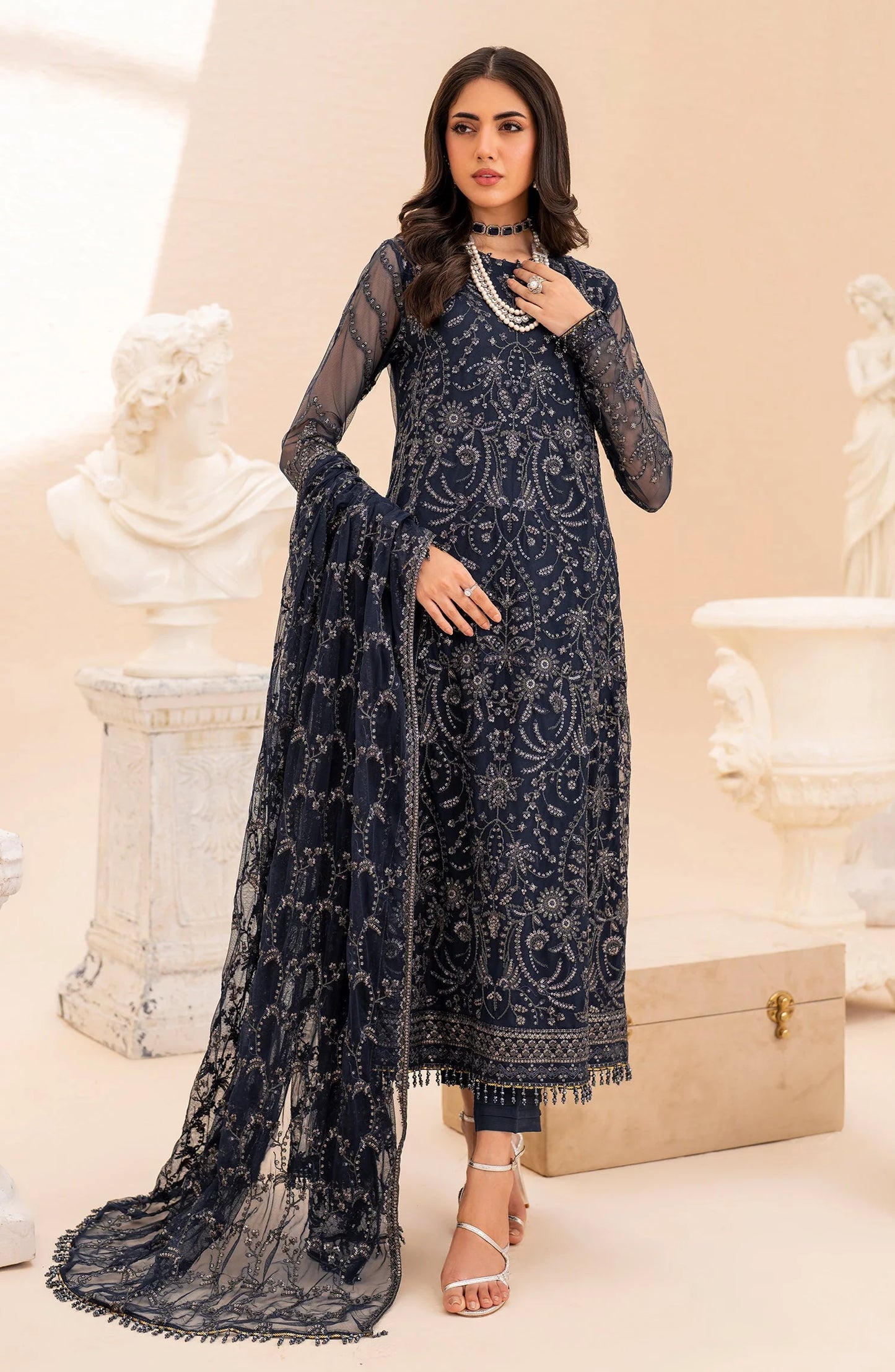 Maheer by Zarif Sequins Embroidered Net 3Pc Suit ZMU-02 ILANA