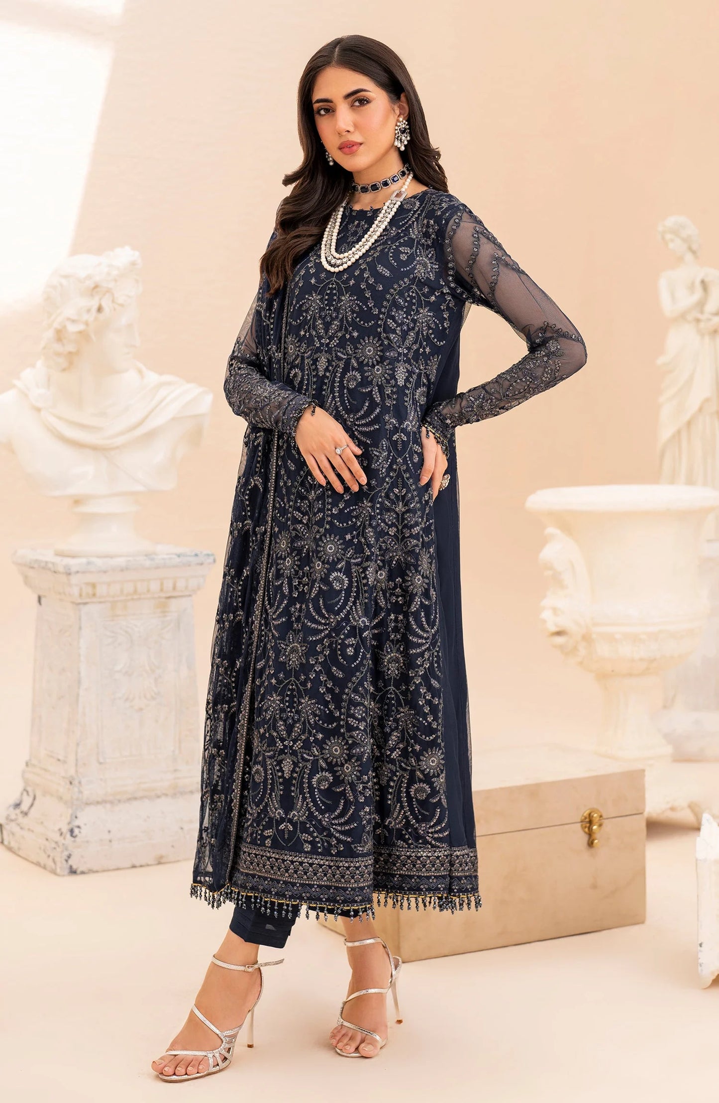 Maheer by Zarif Sequins Embroidered Net 3Pc Suit ZMU-02 ILANA