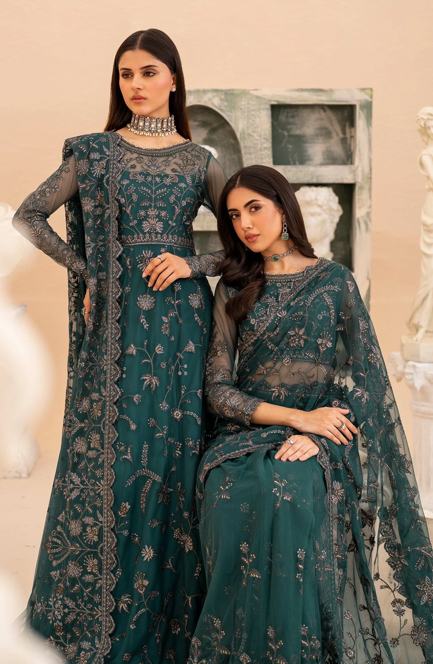 Maheer by Zarif Sequins Embroidered Net 3Pc Suit ZMU-07 ZAYB