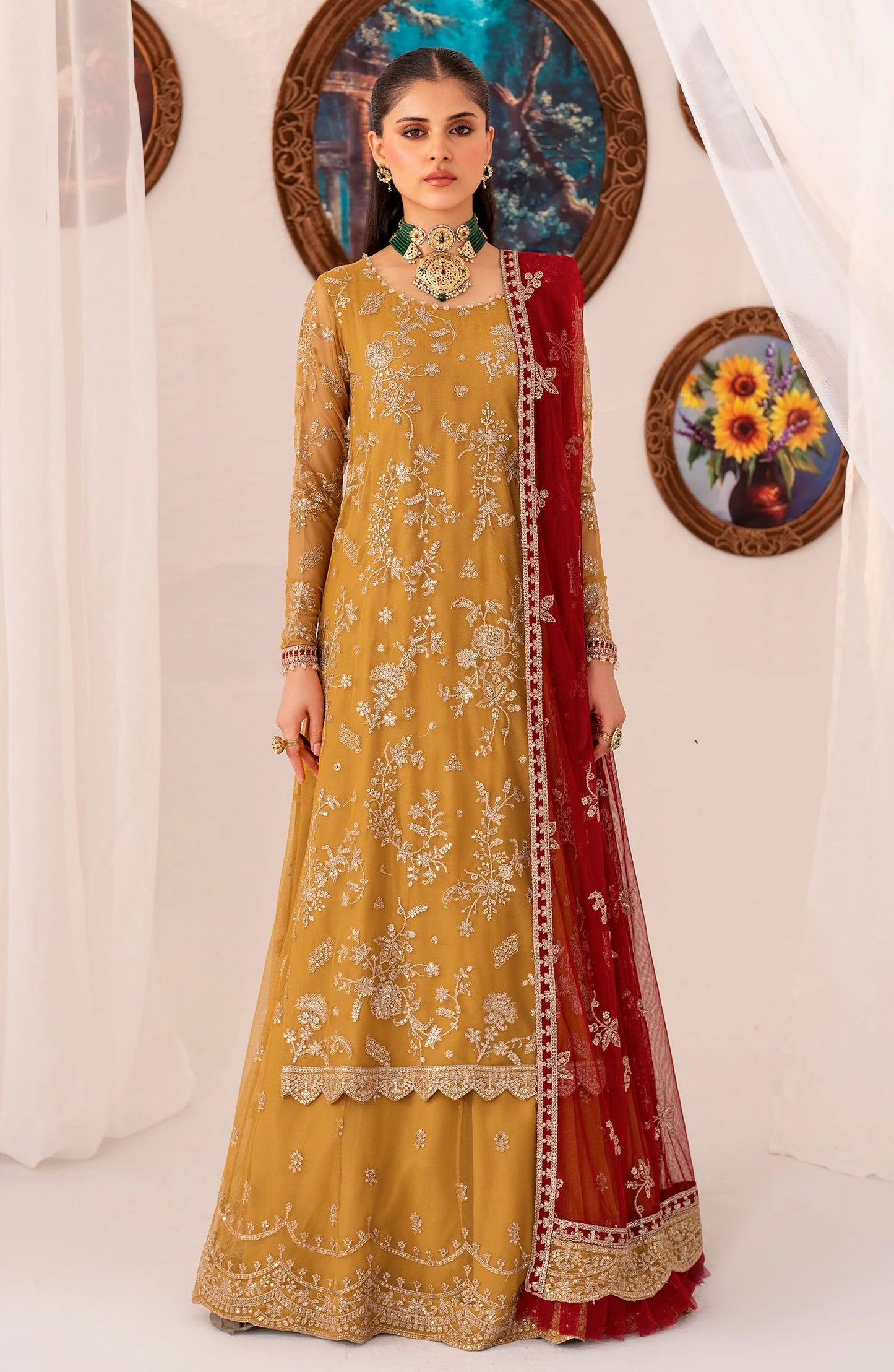 Maheer by Zarif Sequins Embroidered Net 3Pc Suit ZMU-04 MAHROO