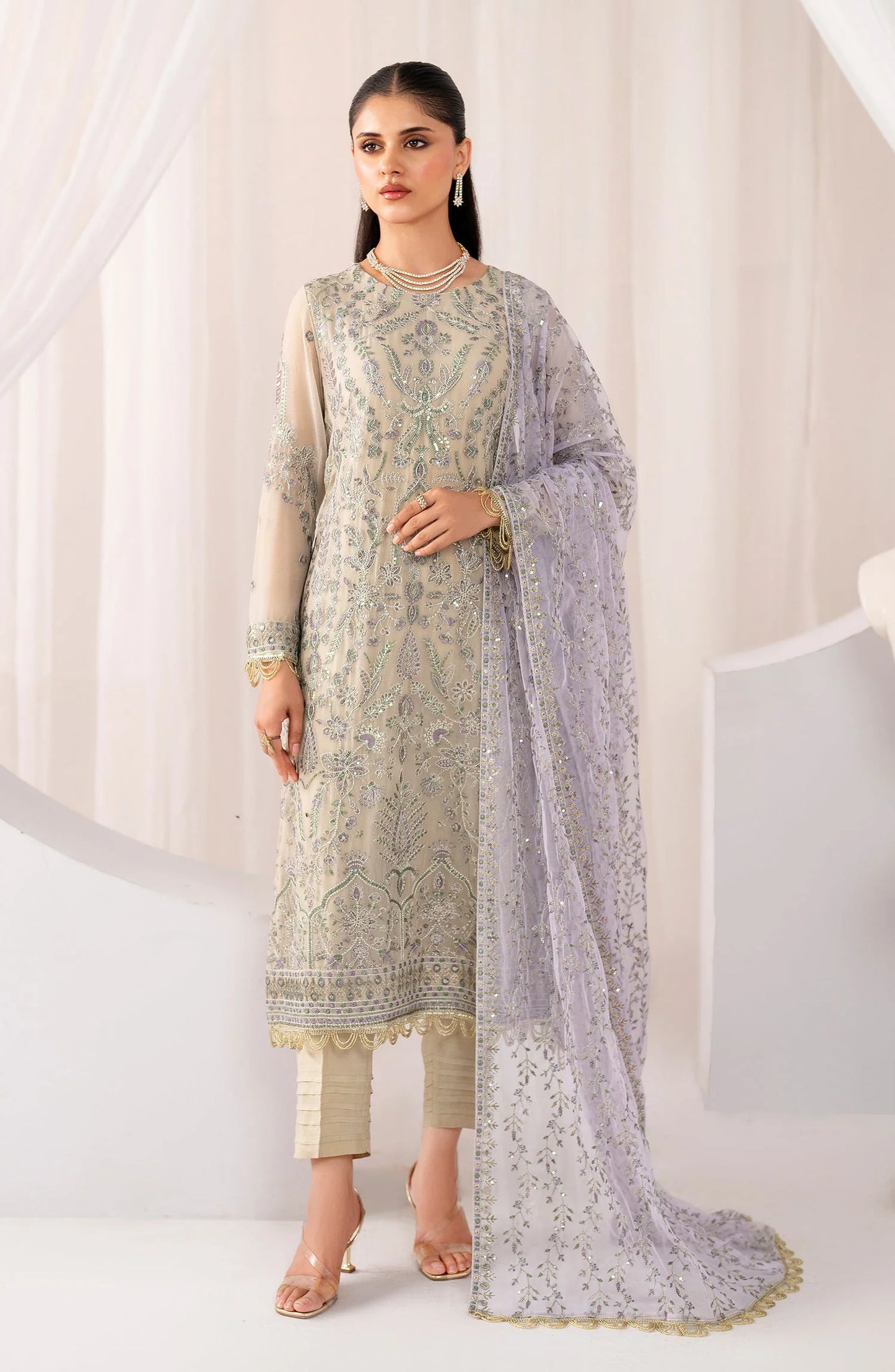 Maheer by Zarif Sequins Embroidered Chiffon 3Pc Suit ZMU-08 AFSANAH