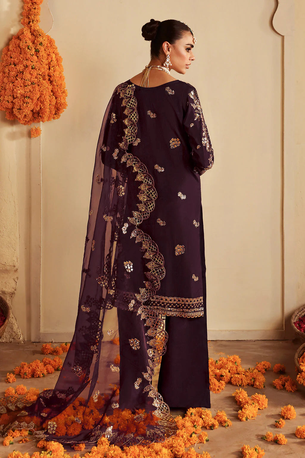 Shagna Premium Embroidered Raw Silk 3Pc Suit S-06 Khusbhu