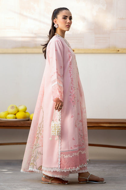 Saad Shaikh Luxe Embroidered Lawn 3Pc Suit - Pink Oasis