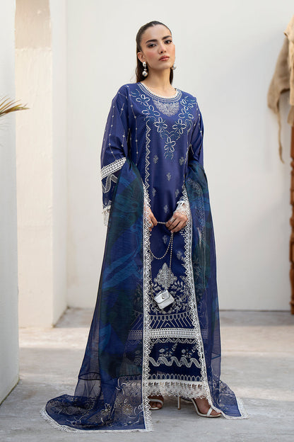 Saad Shaikh Luxe Embroidered Lawn 3Pc Suit - Tawny