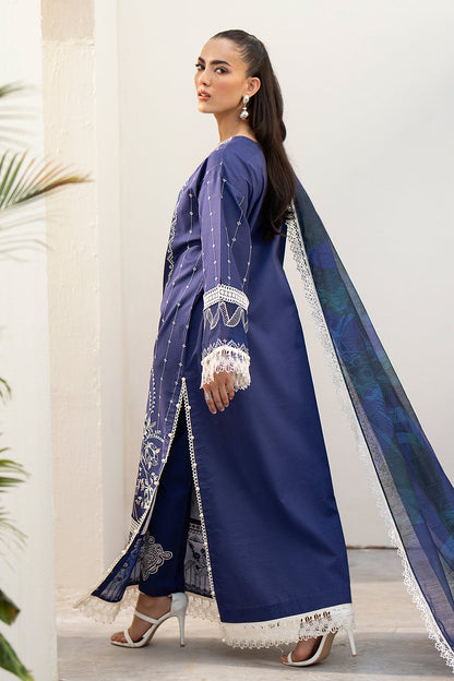 Saad Shaikh Luxe Embroidered Lawn 3Pc Suit - Tawny