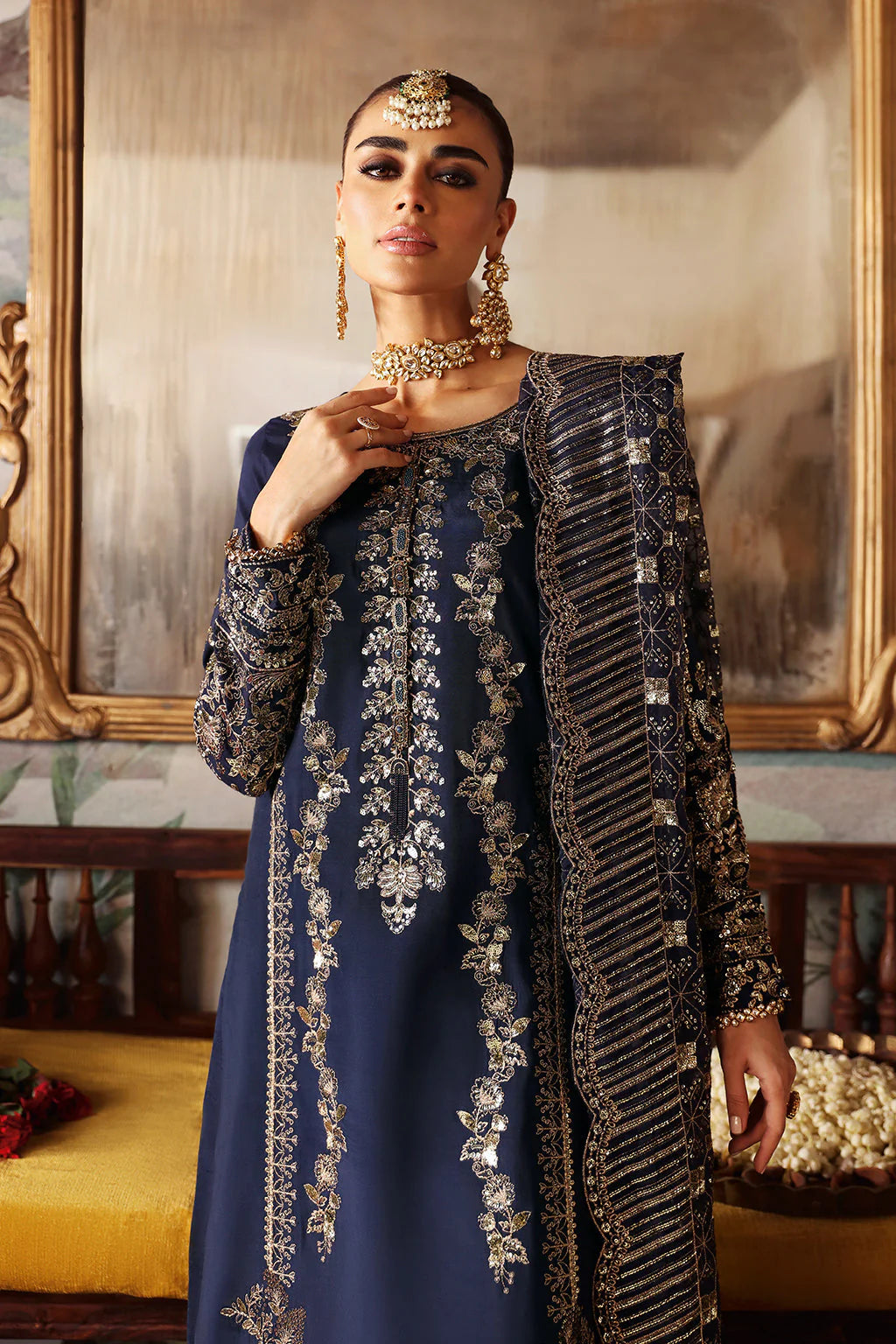 Shagna Premium Embroidered Raw Silk 3Pc Suit S-01 Naghma