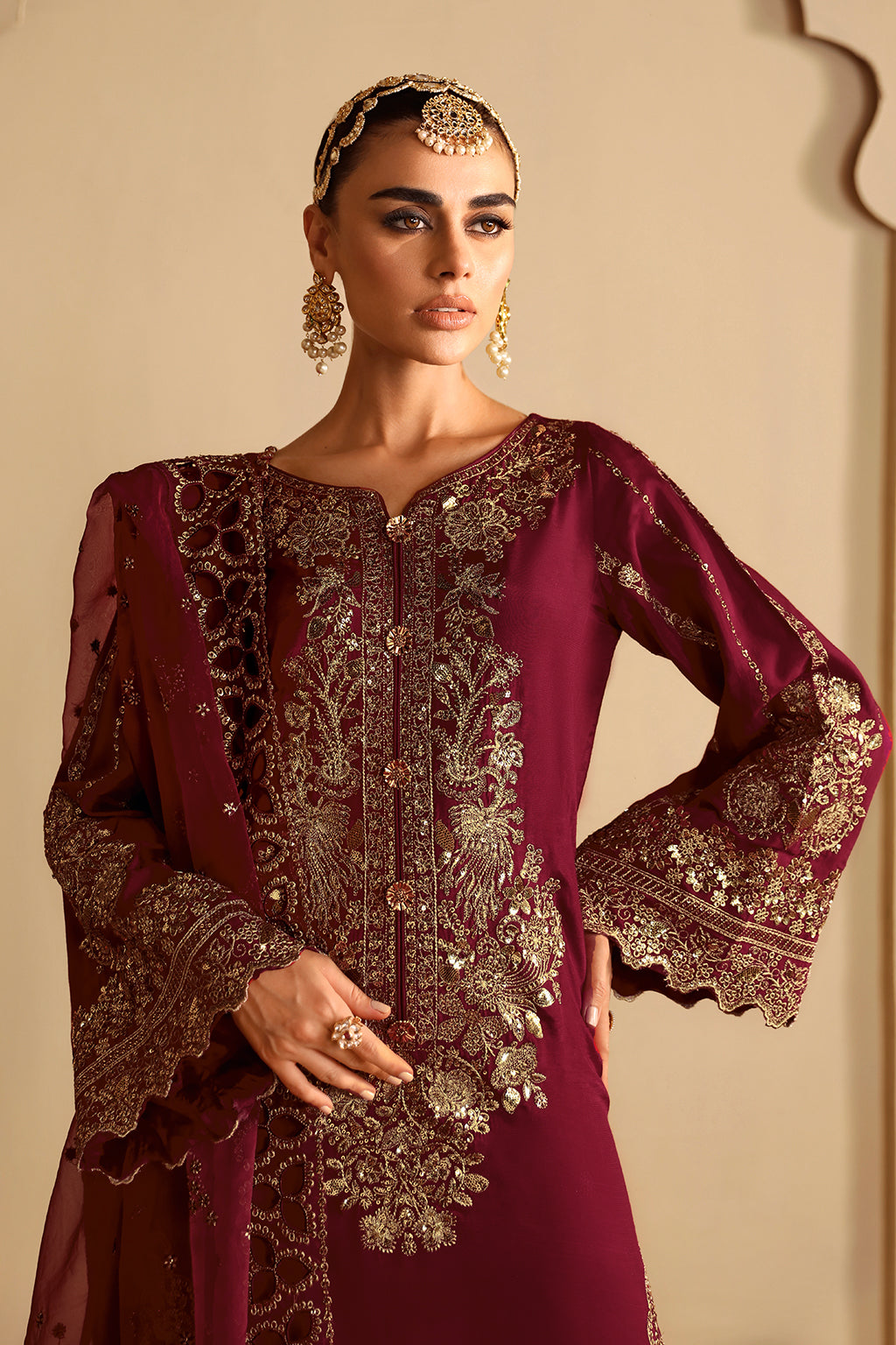 Shagna Premium Embroidered Raw Silk 3Pc Suit S-04 Roshan