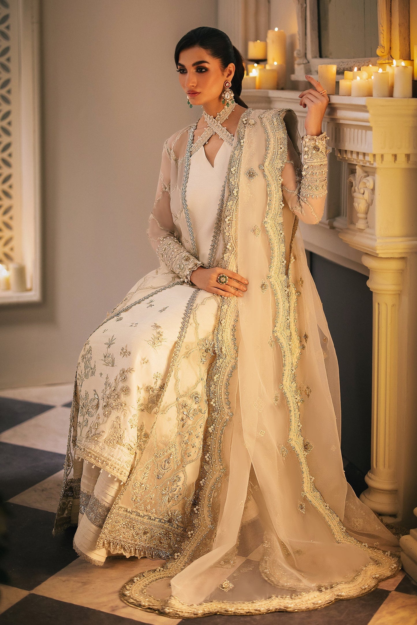 Gossamer by Zaha Embroidered Organza 3Pc Suit ZC24-02 Leiyn