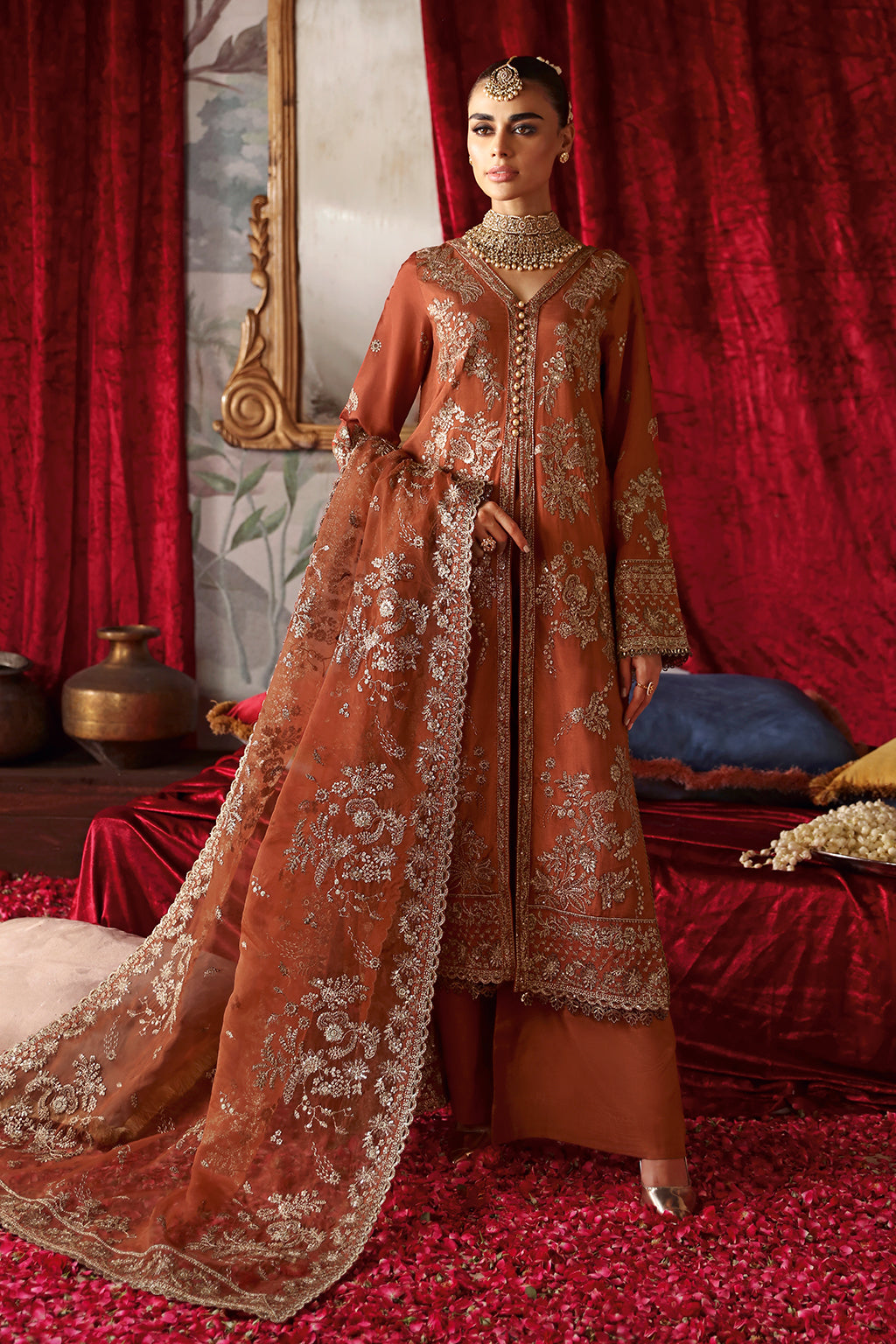 Shagna Premium Embroidered Raw Silk 3Pc Suit S-02 Zarish