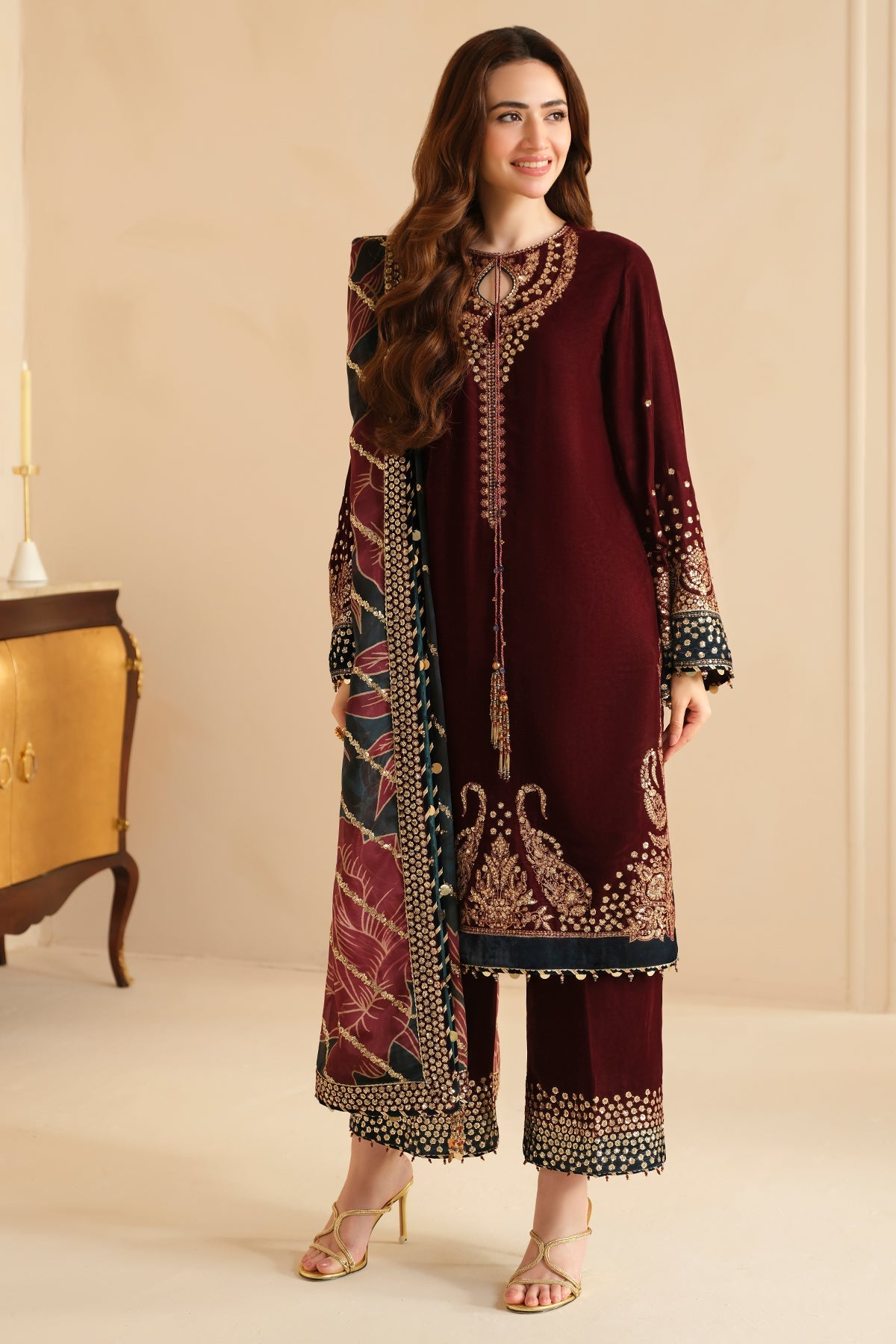 JAZMIN__Embroidered Velvet Formal VF-2038