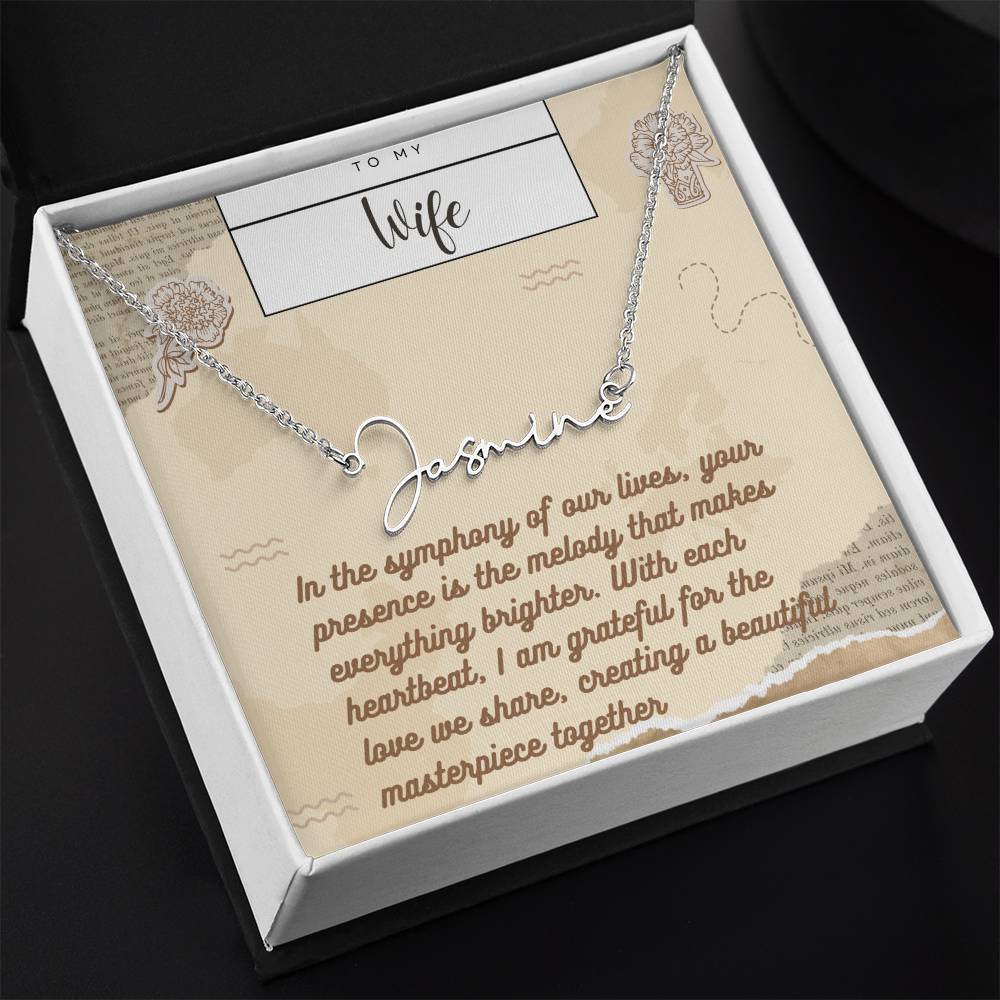 Signature Name Necklace with Custom Card Message for Valentines , Birthdays and Weddings - Riwayat-e-khas