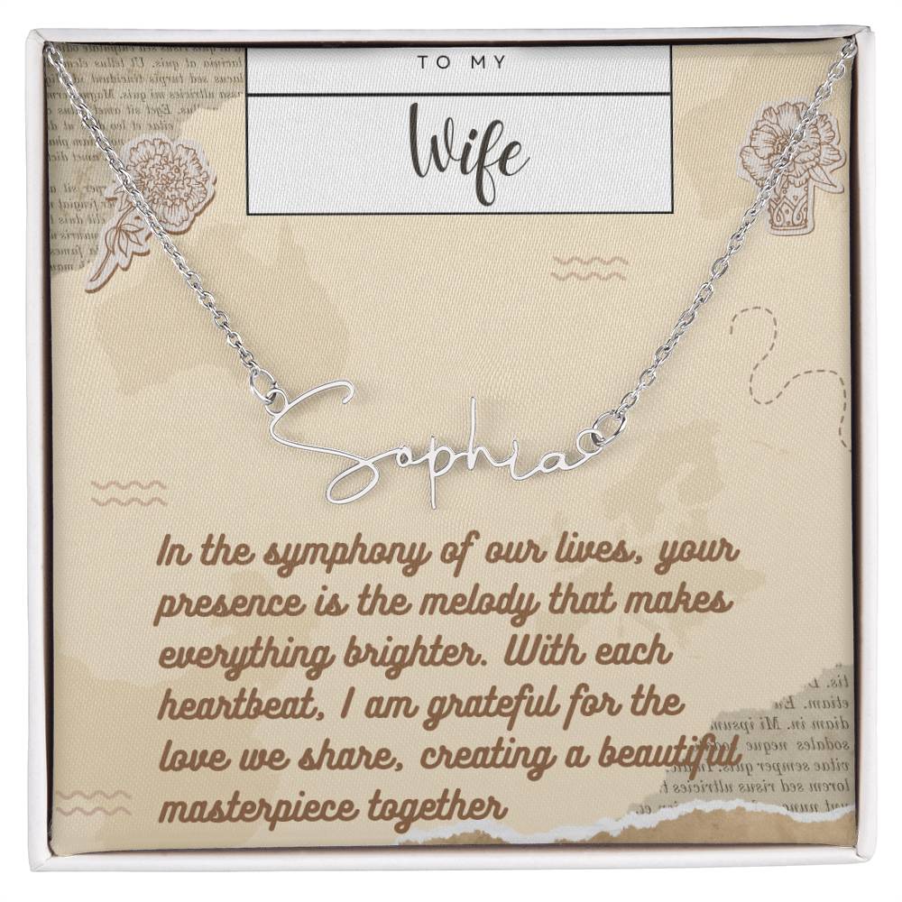 Signature Name Necklace with Custom Card Message for Valentines , Birthdays and Weddings - Riwayat-e-khas