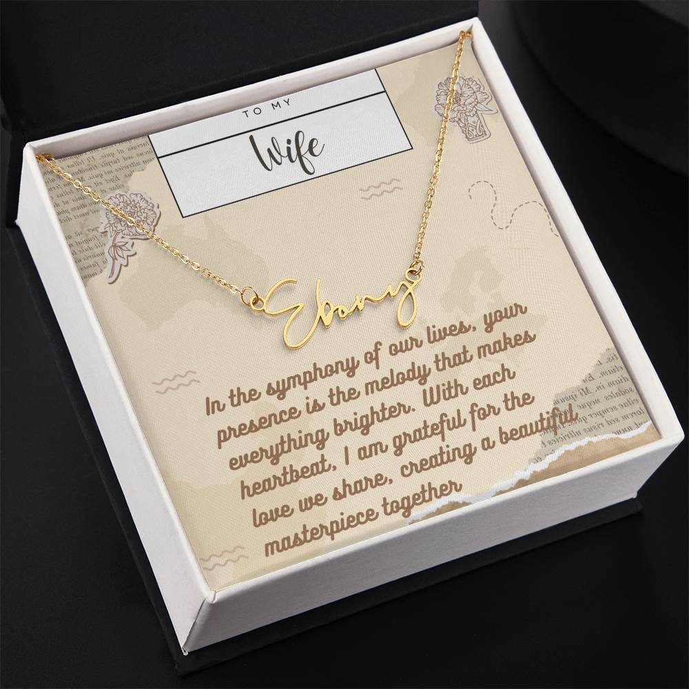 Signature Name Necklace with Custom Card Message for Valentines , Birthdays and Weddings - Riwayat-e-khas