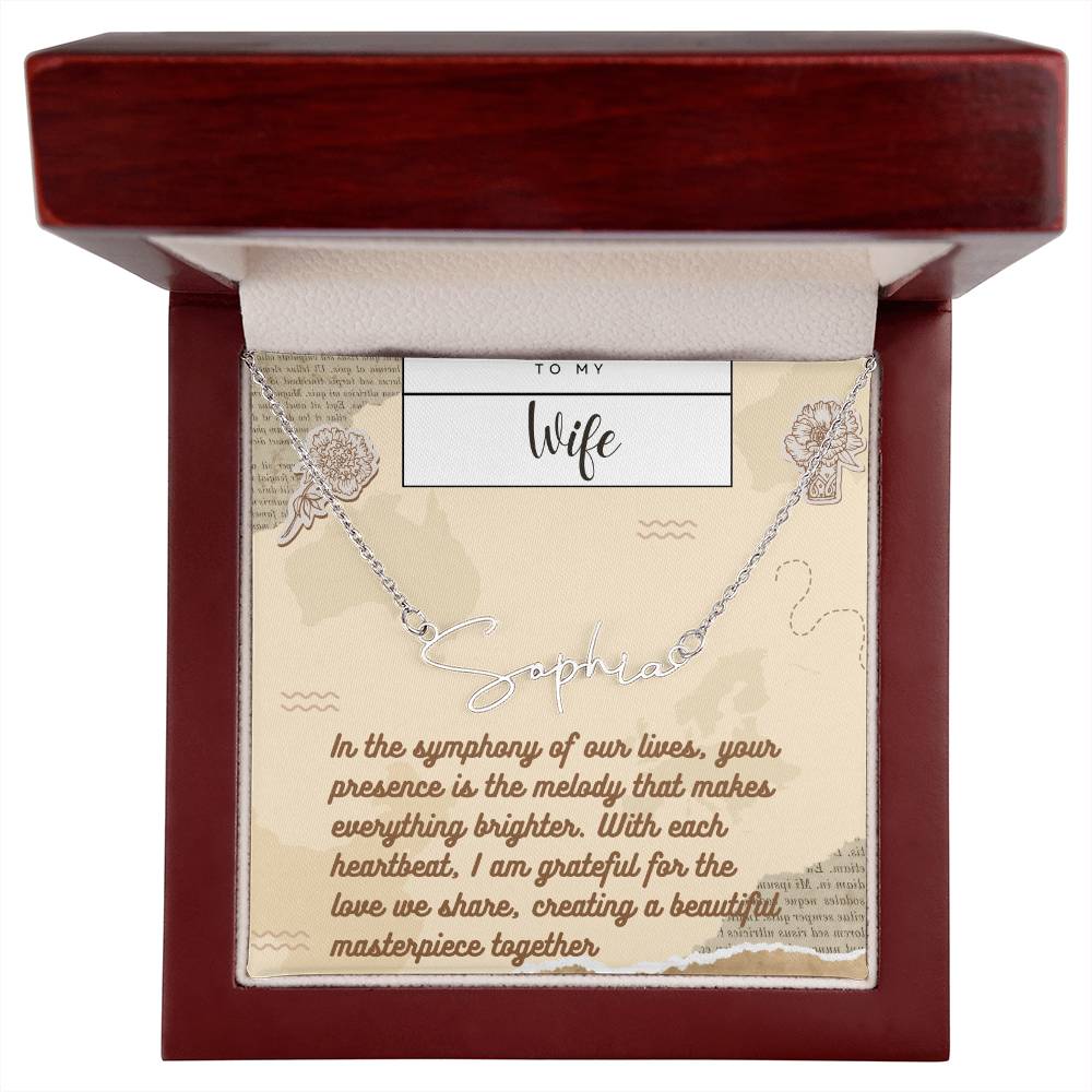 Signature Name Necklace with Custom Card Message for Valentines , Birthdays and Weddings - Riwayat-e-khas