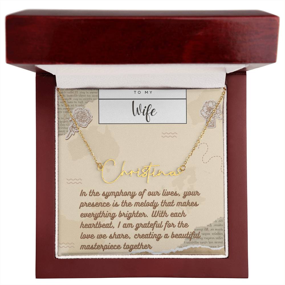 Signature Name Necklace with Custom Card Message for Valentines , Birthdays and Weddings - Riwayat-e-khas