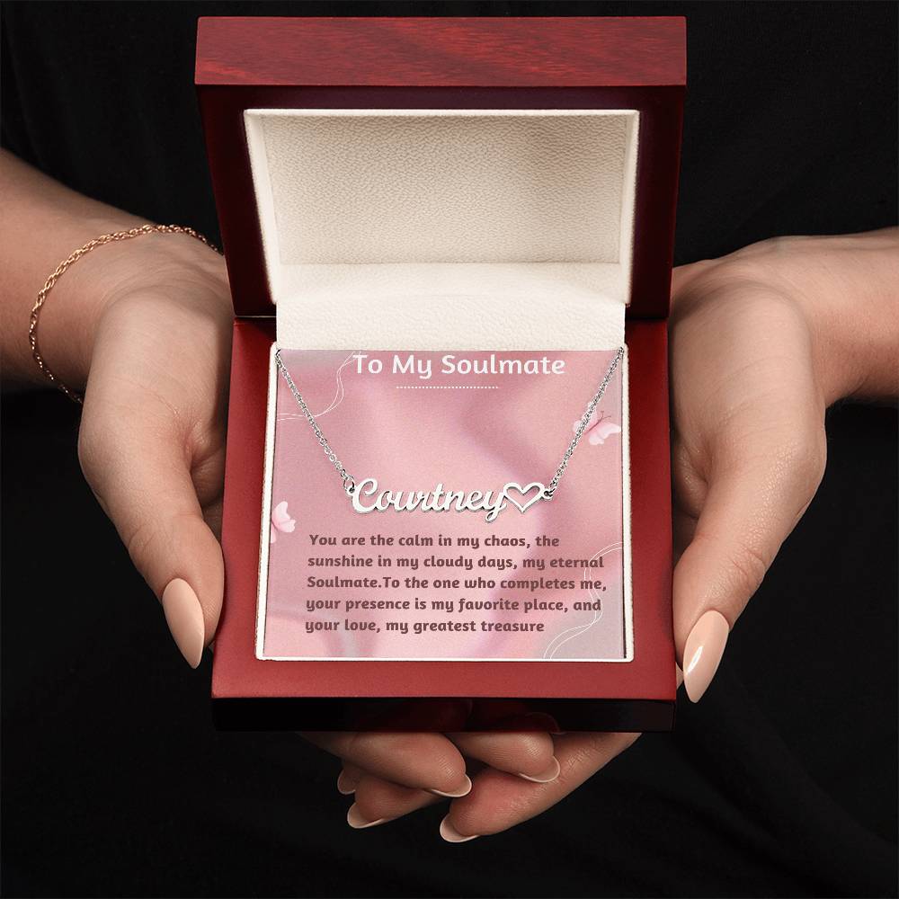 Signature Name Necklace+ Heart with Custom Card Message for Valentines , Birthdays and Weddings - Riwayat-e-khas