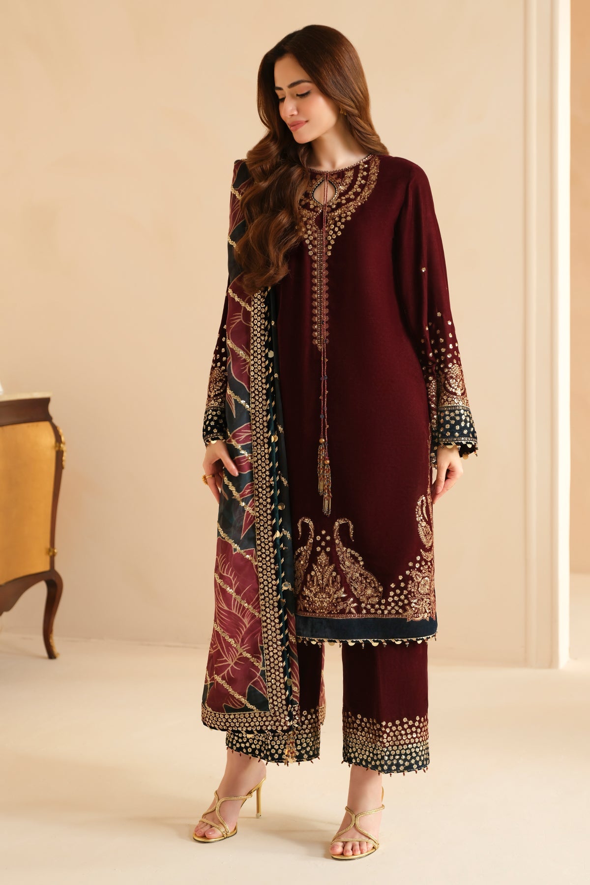 JAZMIN__Embroidered Velvet Formal VF-2038