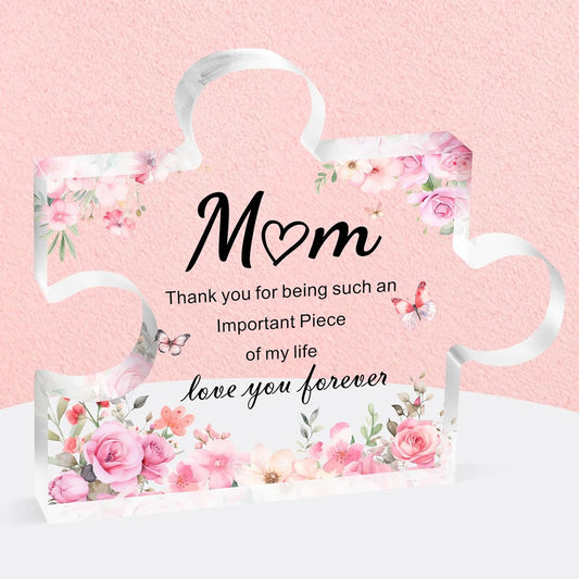 Gifts for Mum, Mothers Day Mum Birthday Gifts from Daughter Son, Decorative Acrylic Block Puzzle 3.9X3.3 Inch - Best Mummy Gifts for Mothers Day Christmas Birthday