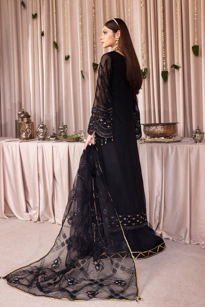 Emaan Adeel Romansiyyah Luxury Formal 3 Piece Suit RM-07 Black Swan - Riwayat-e-khas