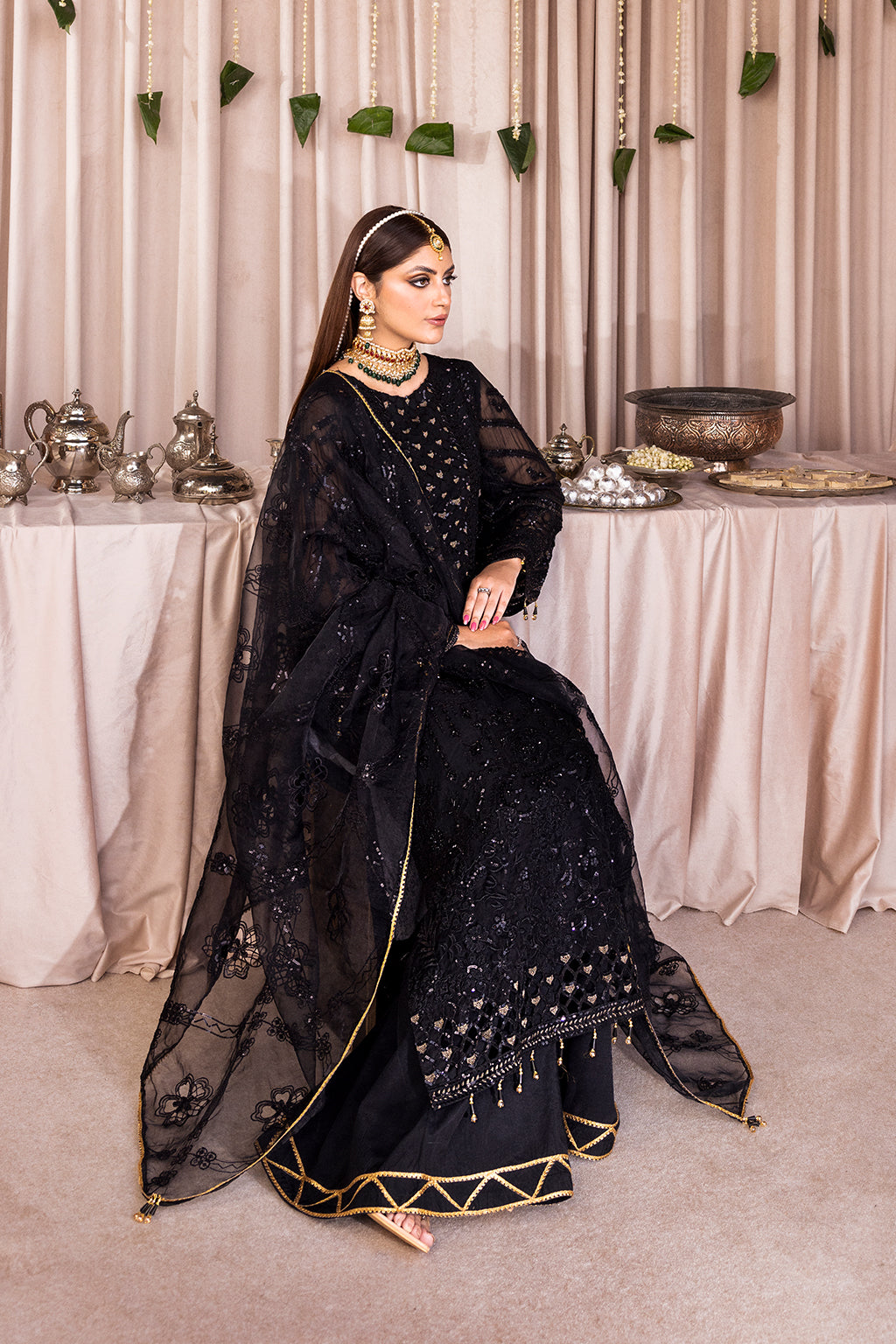 Emaan Adeel Romansiyyah Luxury Formal 3 Piece Suit RM-07 Black Swan - Riwayat-e-khas