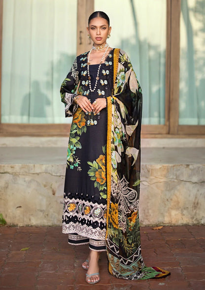 ELAF Signature Embroidered Lawn Unstitched 3Pc Suit ESL-08B NIGHTFALL