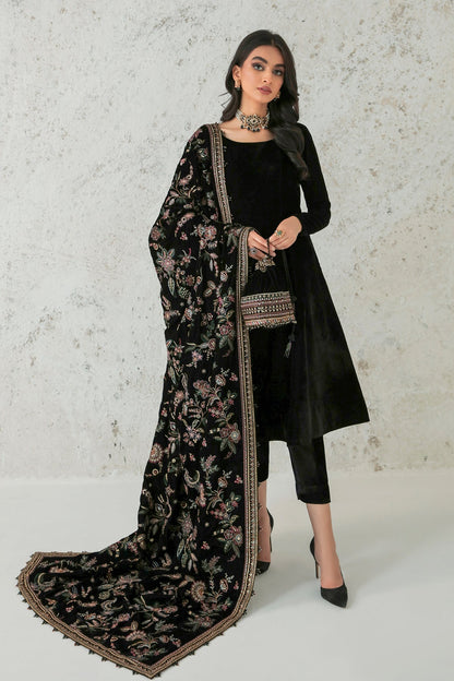 EMBROIDERED VELVET SHAWL VS-33 - Riwayat-e-khas