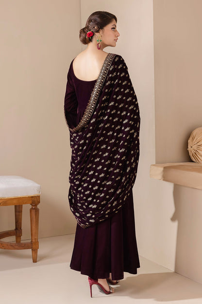 EMBROIDERED VELVET SHAWL VS-42 - Riwayat-e-khas