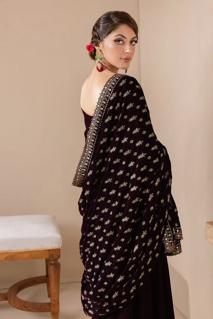 EMBROIDERED VELVET SHAWL VS-42 - Riwayat-e-khas