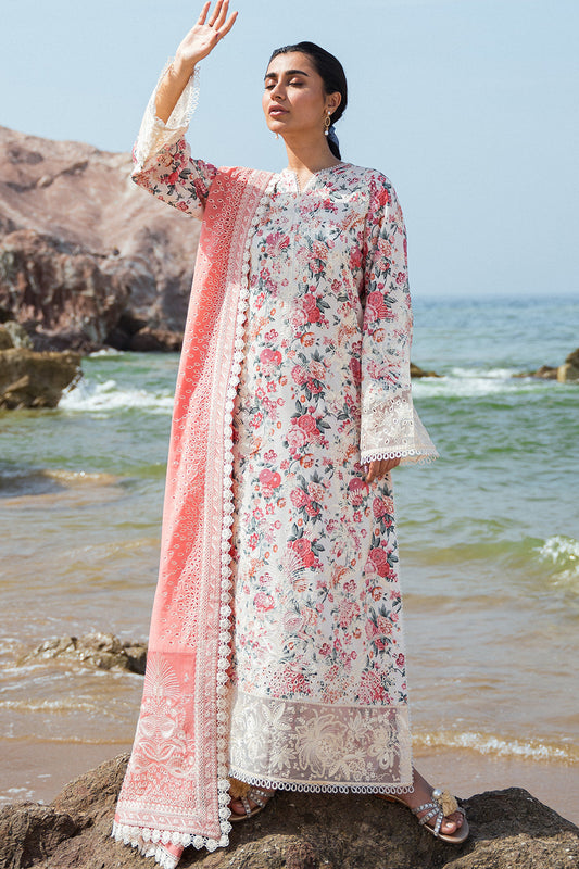 Afrozeh Summer Together Embroidered Lawn 3Pc Suit - Gardenia