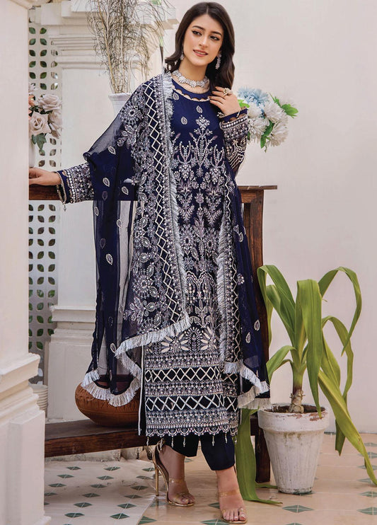 Pareesha by Humdum Embroidered Chiffon 3Pc Suit PS-01 - Riwayat-e-khas