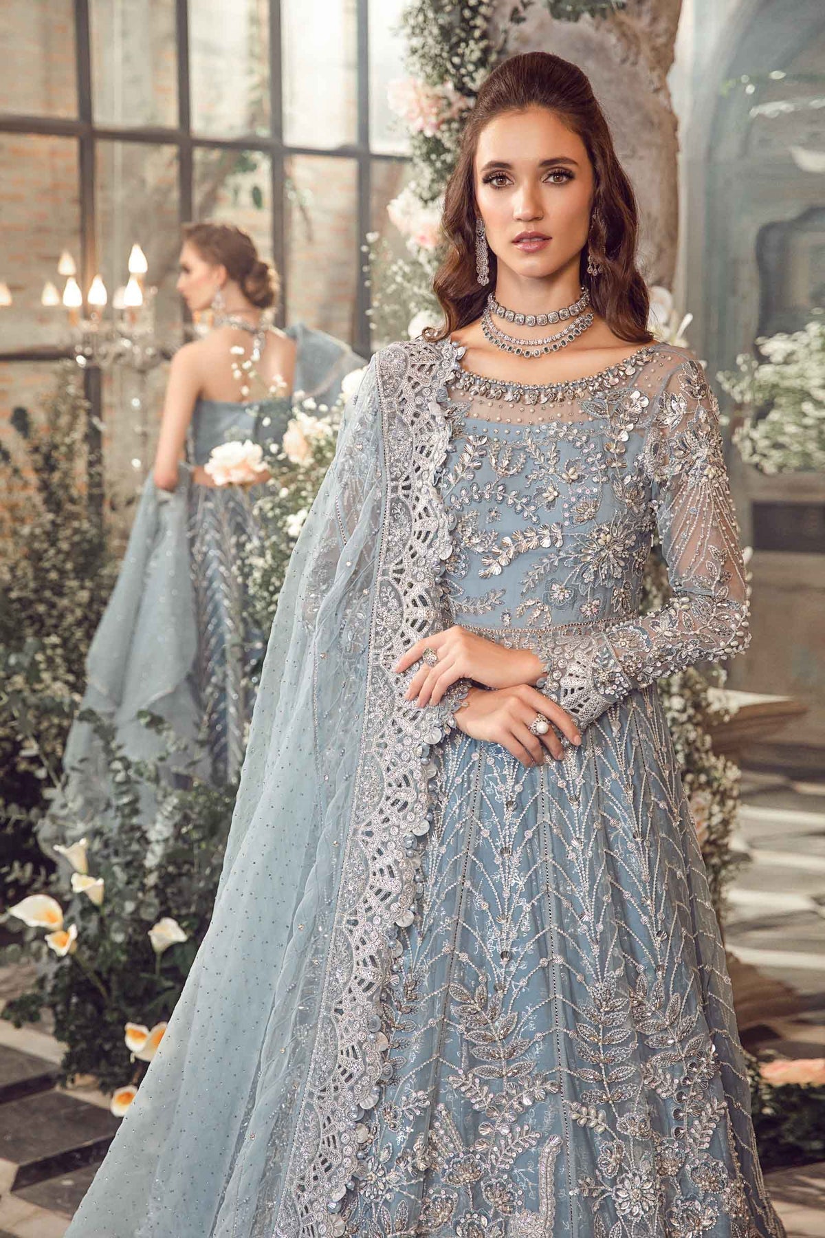 MARIA.B-MBROIDERED | Ice Blue BD-2702 - Riwayat-e-khas