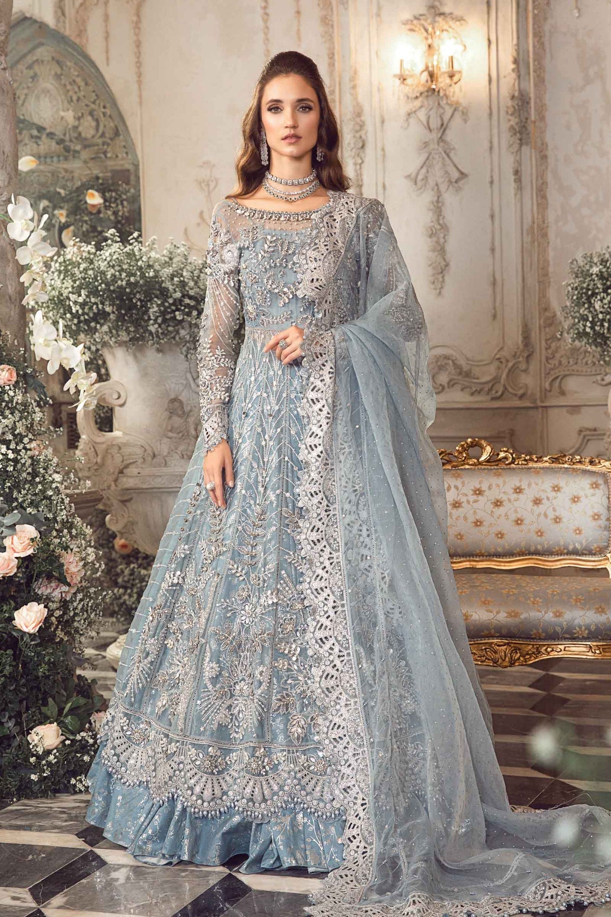 MARIA.B-MBROIDERED | Ice Blue BD-2702 - Riwayat-e-khas