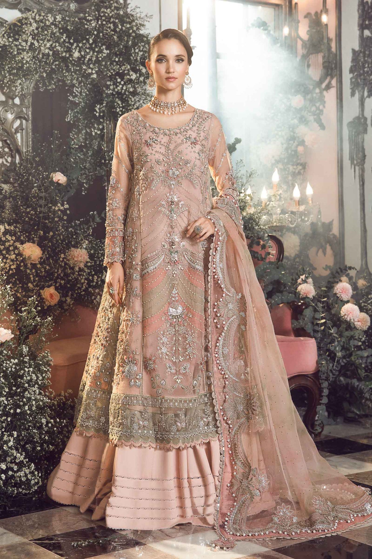 MARIA.B-MBROIDERED | Pastel Pink BD-2706 - Riwayat-e-khas