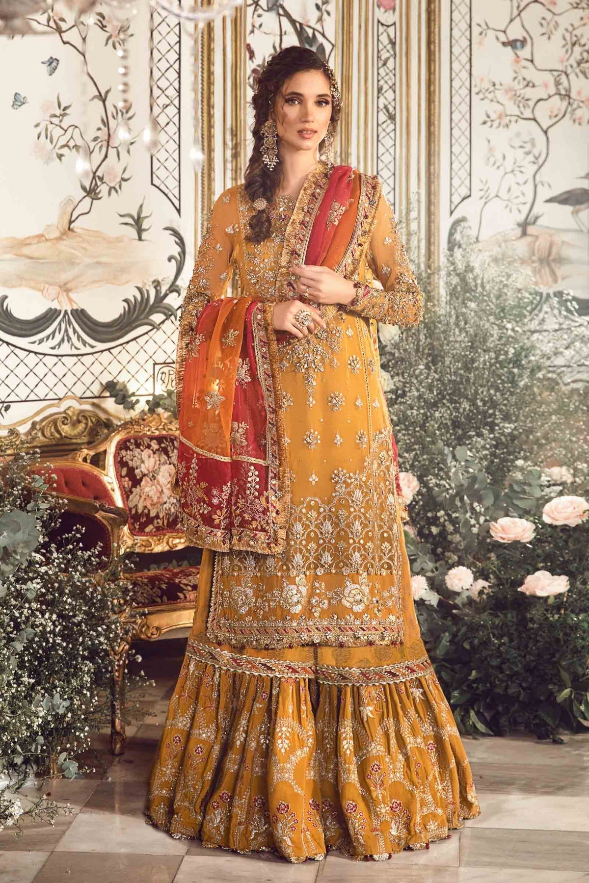 MARIA.B-MBROIDERED | Mustard BD-2707 - Riwayat-e-khas