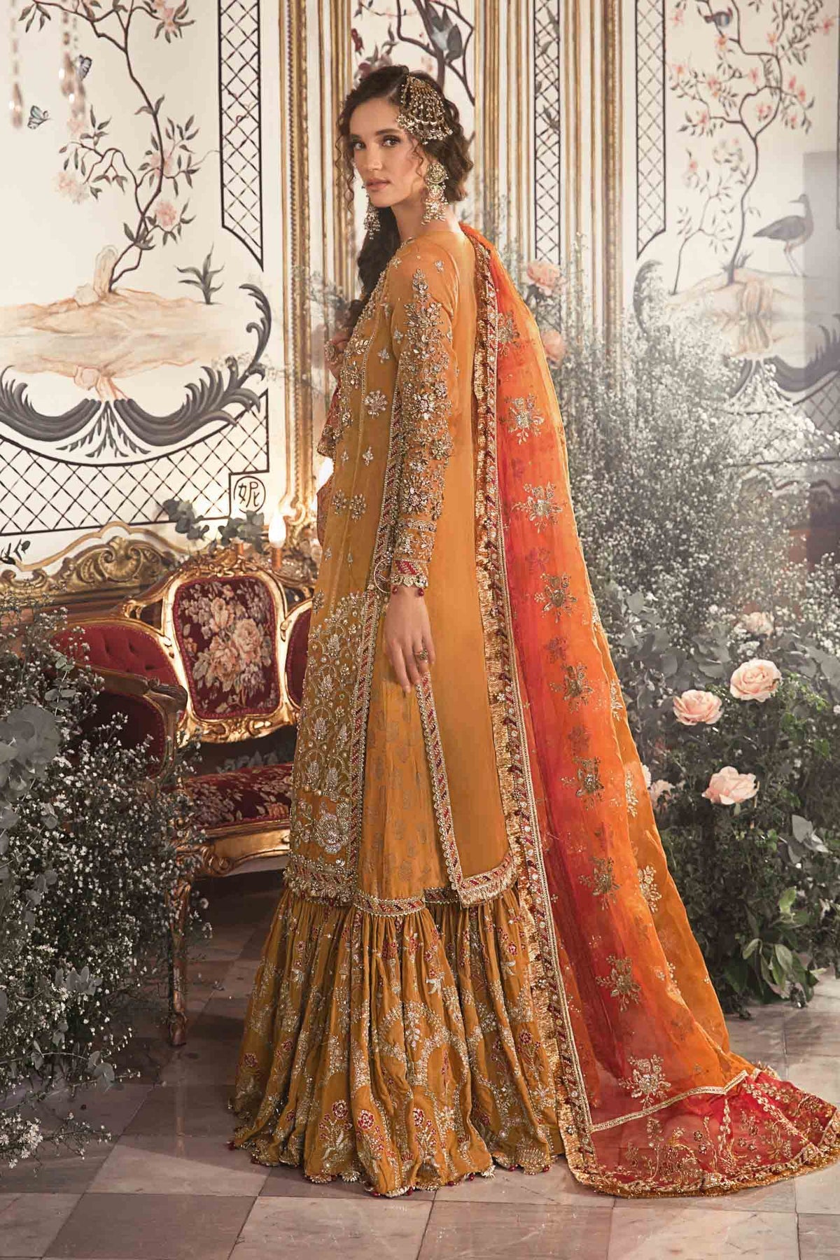 MARIA.B-MBROIDERED | Mustard BD-2707 - Riwayat-e-khas