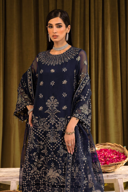 ALIZEH-Daim - V16D08 Embroidered Chiffon Blue