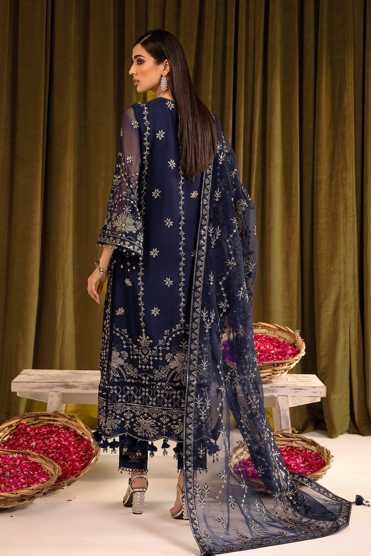 ALIZEH-Daim - V16D08 Embroidered Chiffon Blue