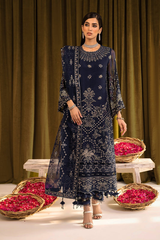 ALIZEH-Daim - V16D08 Embroidered Chiffon Blue