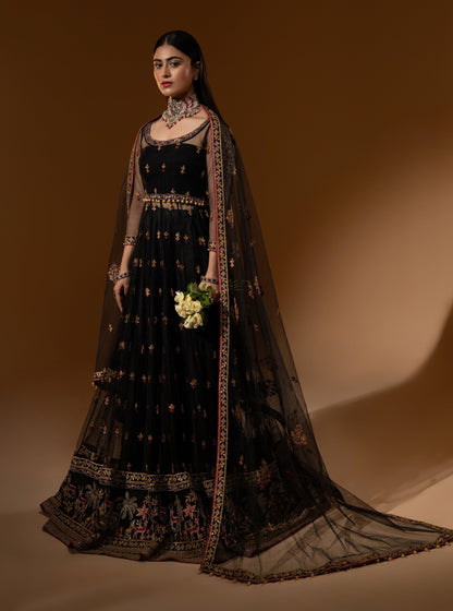 Hemstitch Wedding Formal Net 3Pc Suit WDU-02 Roshna - Riwayat-e-khas