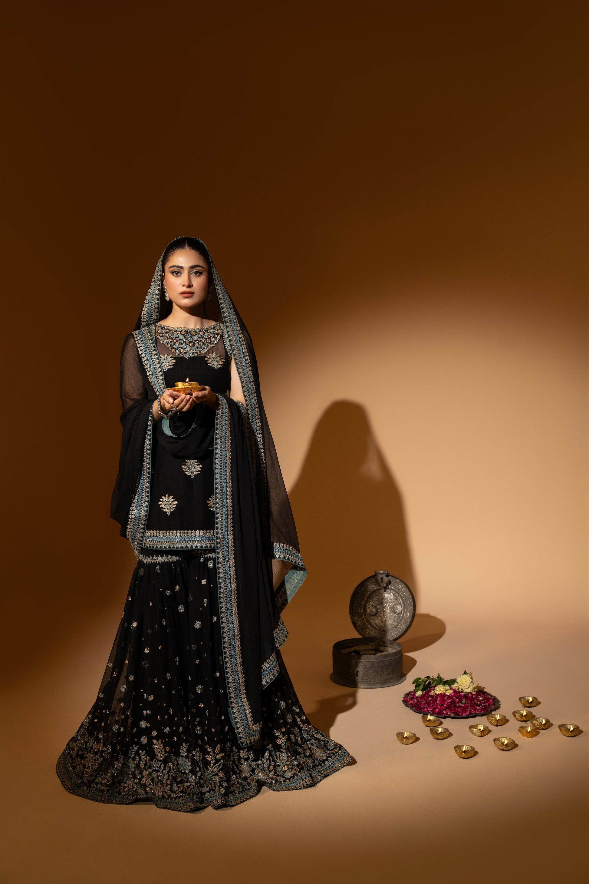 Hemstitch Wedding Formal Chiffon 3Pc Suit WDU-07 Noori - Riwayat-e-khas