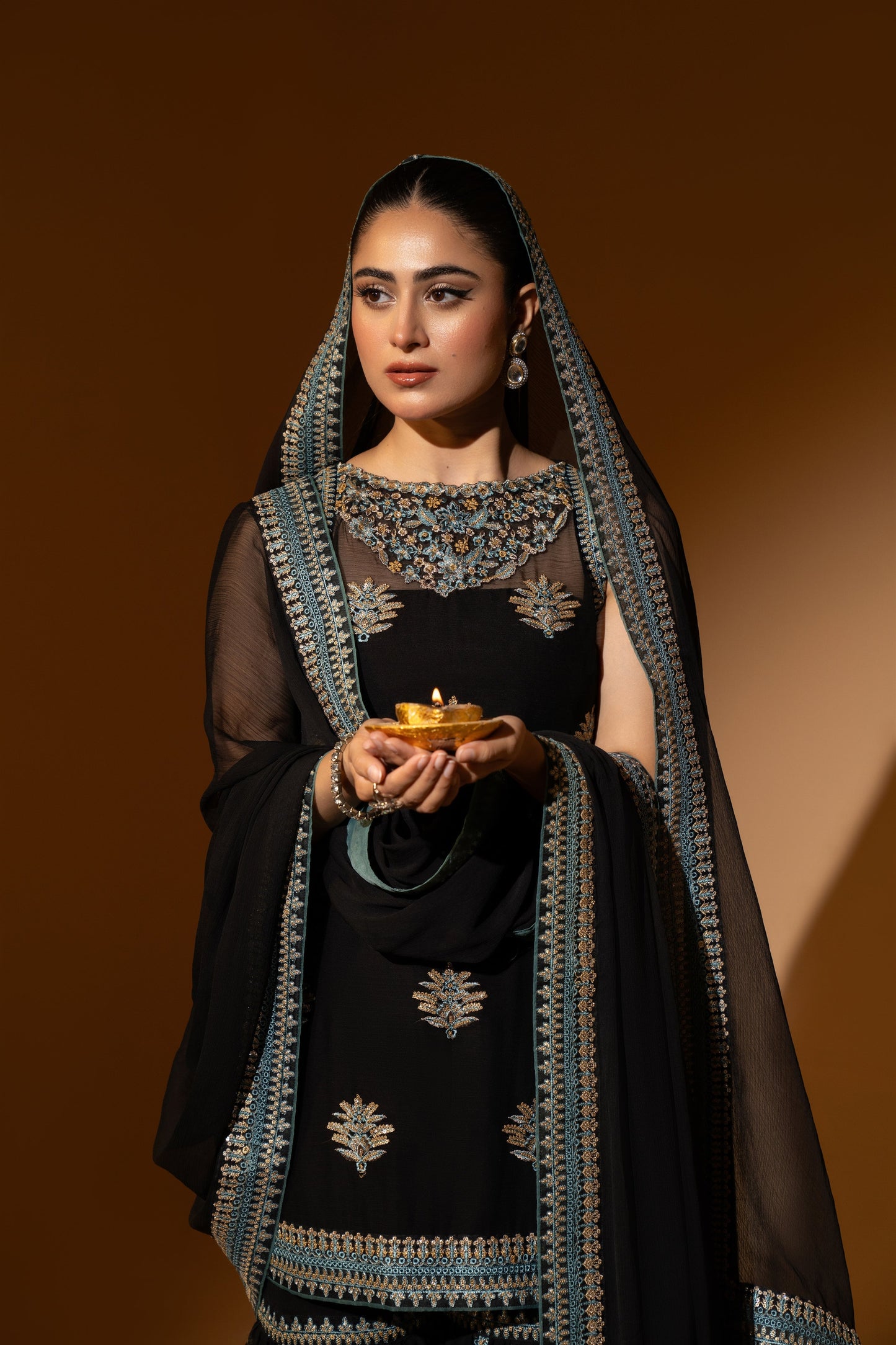 Hemstitch Wedding Formal Chiffon 3Pc Suit WDU-07 Noori - Riwayat-e-khas