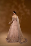 Hemstitch Wedding Formal Net 3Pc Suit WDU-04 Rose - Riwayat-e-khas