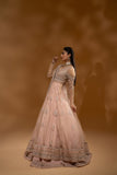 Hemstitch Wedding Formal Net 3Pc Suit WDU-04 Rose - Riwayat-e-khas