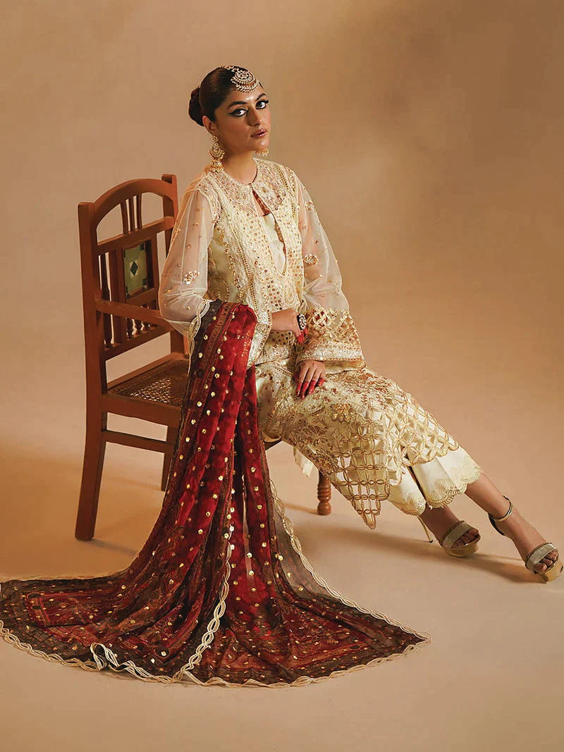 Nayab by Myeesha Embroidered Net Unstitched 3Pc Suit MF23-03 Dur-e-Najaf - Riwayat-e-khas