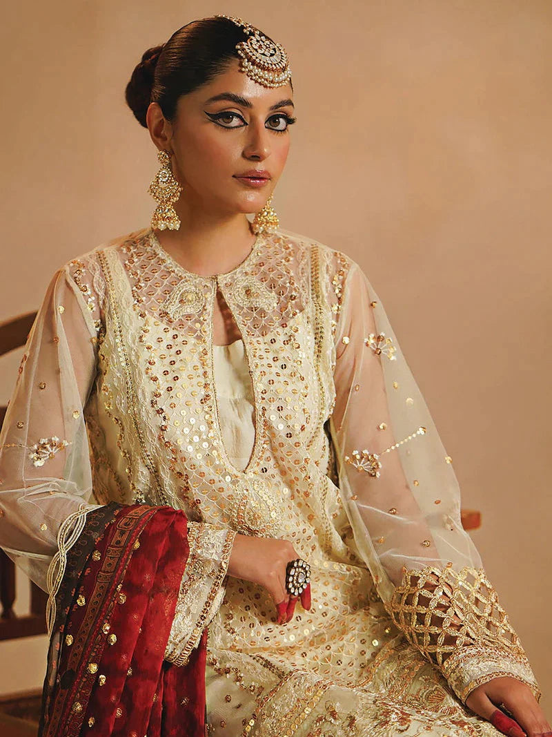 Nayab by Myeesha Embroidered Net Unstitched 3Pc Suit MF23-03 Dur-e-Najaf - Riwayat-e-khas