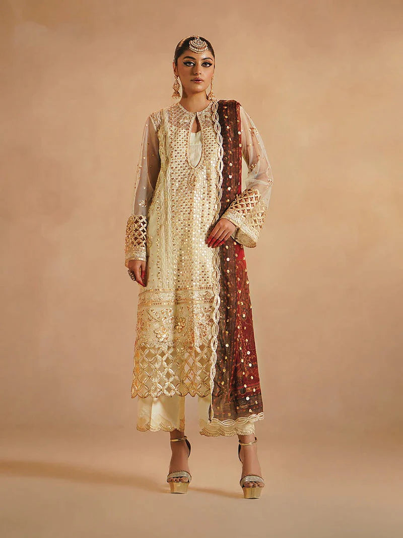 Nayab by Myeesha Embroidered Net Unstitched 3Pc Suit MF23-03 Dur-e-Najaf - Riwayat-e-khas